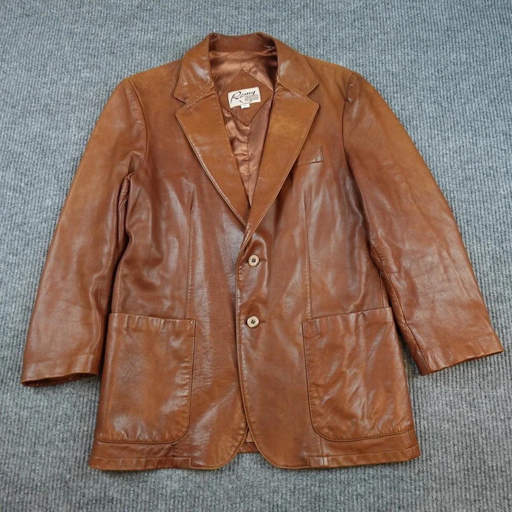 Vintage Remy Blazer Mens 42 Brown Leather Sport Coat 2 Button Jacket Butter Soft